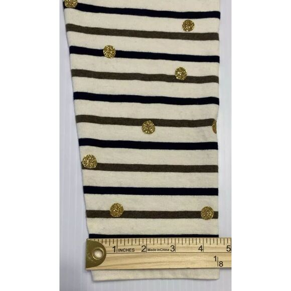 𝅺Talbots Women's Cream Colored long sleeve top with Strips gold dots Size L - Picture 7 of 9